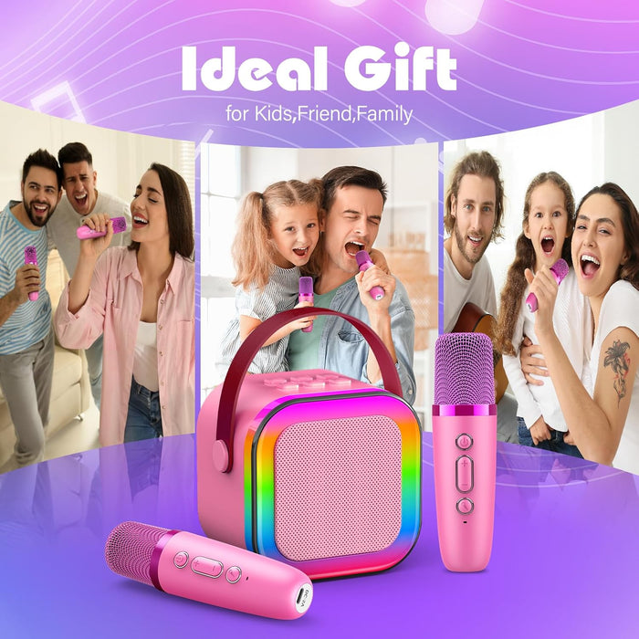 Karaoke Machine with 2 Mics for Girls Aged 3-12 - Perfect Gift for Birthdays & Xmas