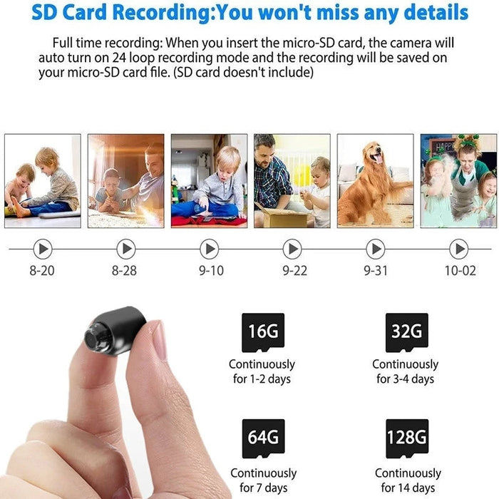 Mini cámara Wifi 1080P - Seguridad de vigilancia inalámbrica con visión nocturna, detección de movimiento, grabación de audio de 160 grados, compatible con Google Play - Perfecta para monitoreo de bebés y necesidades de cámara IP