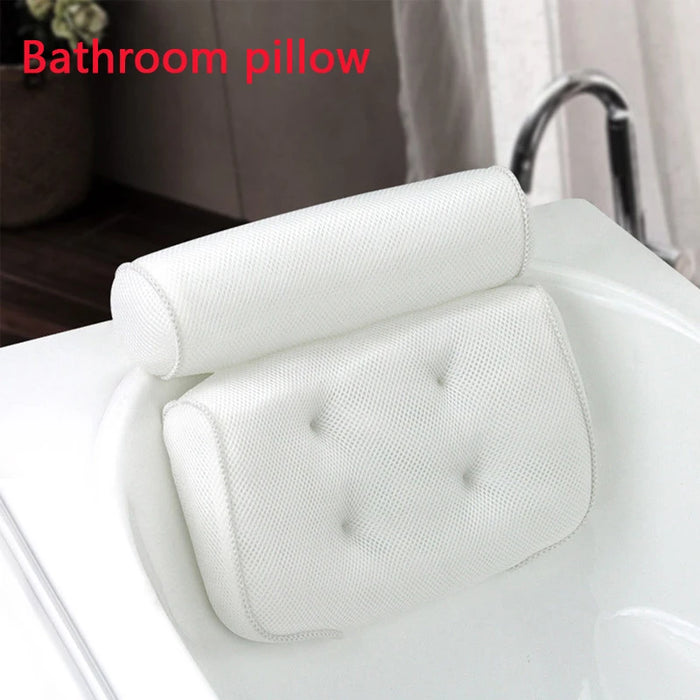 3D Mesh Bath Pillow with Suction Cups — Neck & Back Support for Bath and Spa