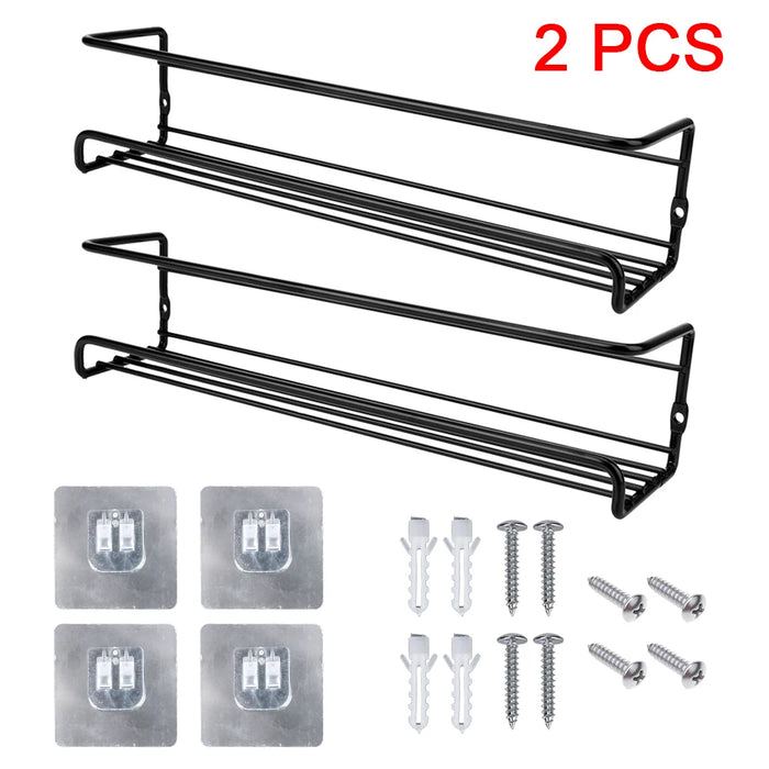 Metal Kitchen Hanging Racks 2-Pack — Wall-Mounted Single-Layer Spice Shelves