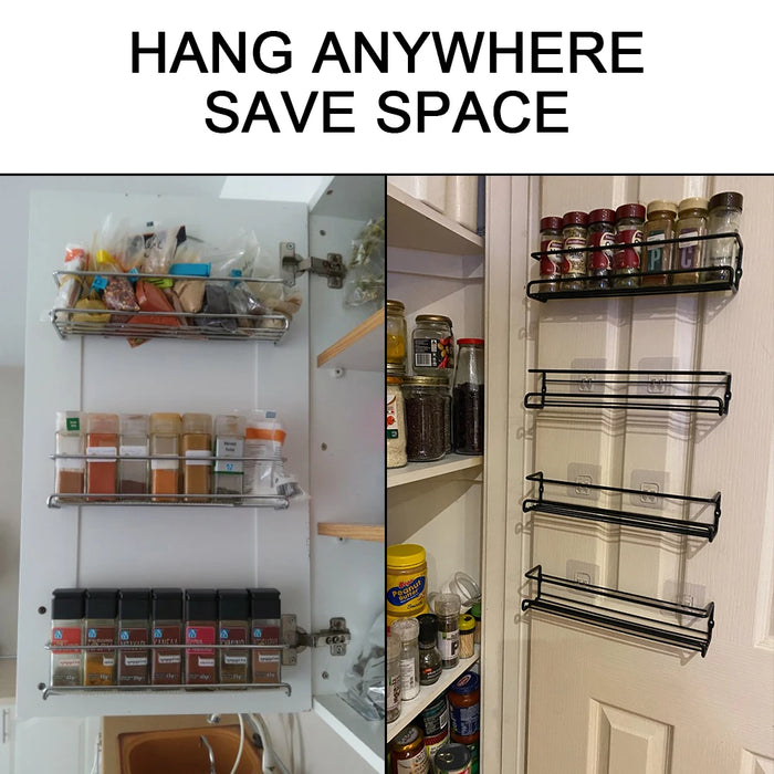 Metal Kitchen Hanging Racks 2-Pack — Wall-Mounted Single-Layer Spice Shelves