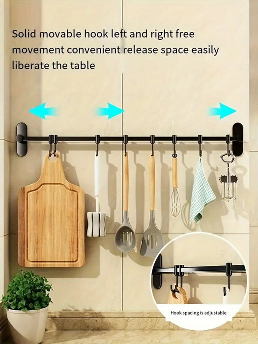 Wall-Mounted Kitchen Hook Rack for Pot Lids and Utensils