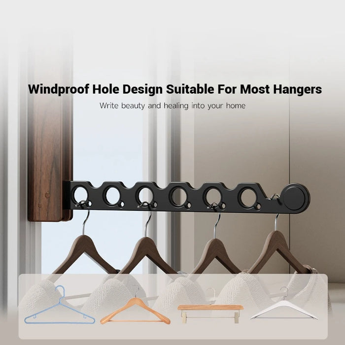 Wood Wall-Mounted Clothes Hanger — Foldable, Space-Saving Drying Rack
