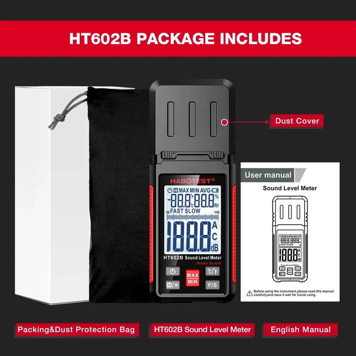 Digital Handheld Sound Level Meter HT602A / HT602B — 30–130 dB Mini Decibel Meter