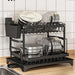 Adjustable 2-Tier Dish Drainer Rack — Plate, Bowl & Cutlery Organiser