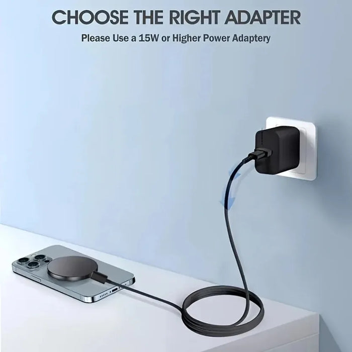 Magnetic Wireless Charger Pad for iPhone 12–17 & AirPods Pro — 15W MagSafe‑style
