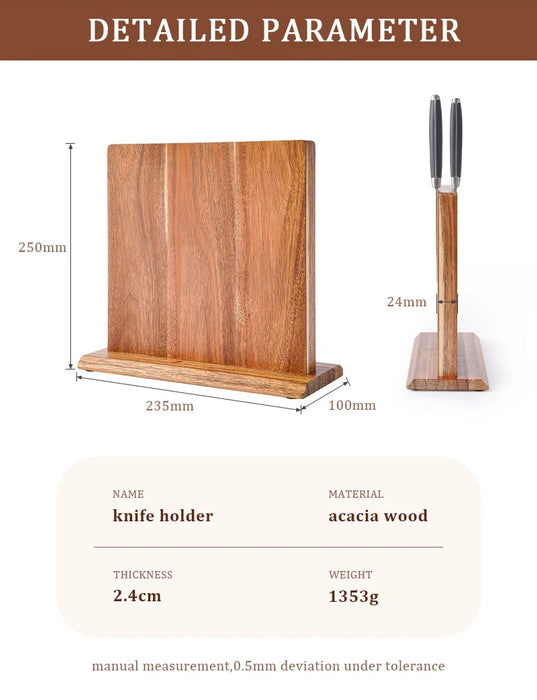 Acacia Wood Magnetic Knife Block – Kitchen Knife Rack with Strong Magnets