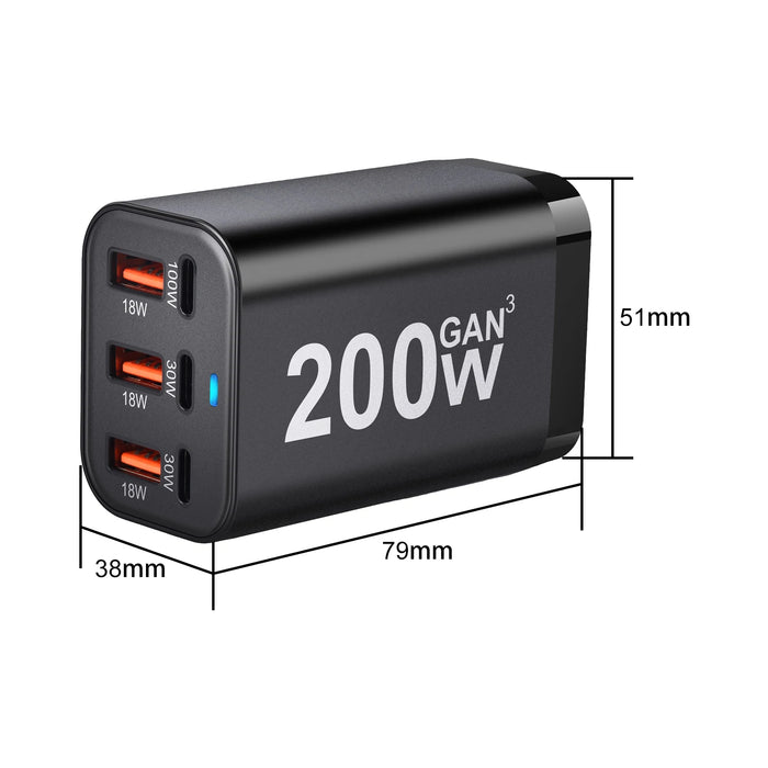 6-Port USB-C GaN Fast Charger – Up to 100W Single‑Port, PD & QC