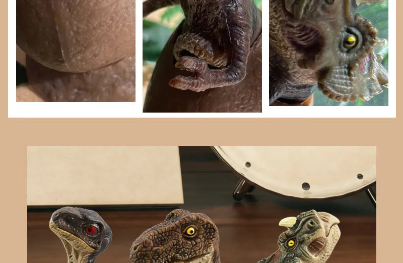 3PCS Hatching Dinosaur Eggs – T‑Rex, Triceratops & Raptor PVC Model Set