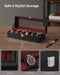 Watch Box for 6 Watches with Glass Lid and Removable Pillows