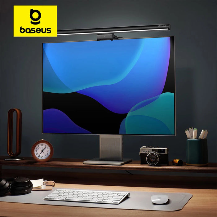 Baseus Lampada da Tavolo con Luce per Schermo - Appesa allo Schermo del Computer, Alimentata da USB, Luce per Laptop, Luce per Monitor LCD, Lampada da Tavolo e da Studio per la Lettura - Ideale per Lavorare, Studiare e Leggere