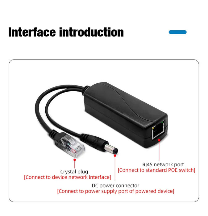 PoE Splitter 48V to 12V DC 1.2A for IP CCTV Cameras – 100 metres