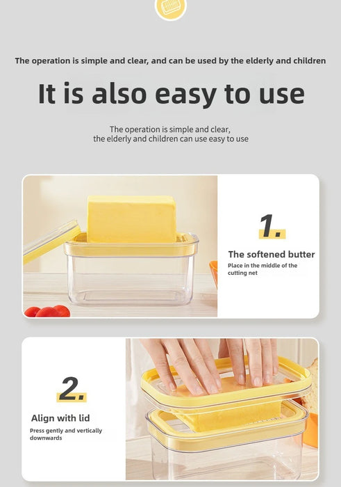 Airtight Butter Slicer & Keeper with Lid — Cutter and Fridge Storage Dish