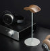 Black Walnut Wood and Aluminium Headphone Stand — Solid Metal Base Desk Headset Holder