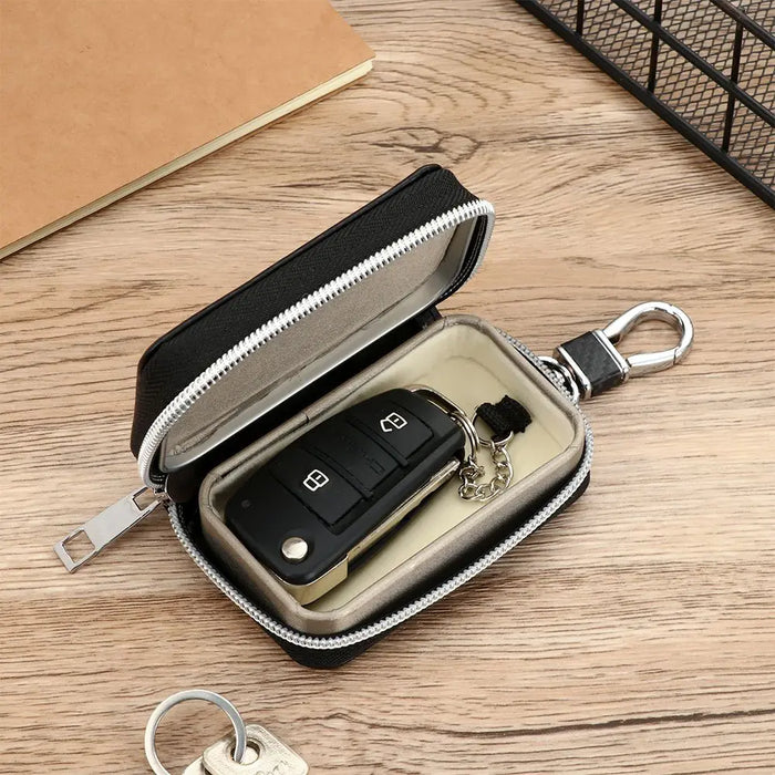 RFID Key Fob Signal Blocker Pouch — Faraday Car Key Case (Black)