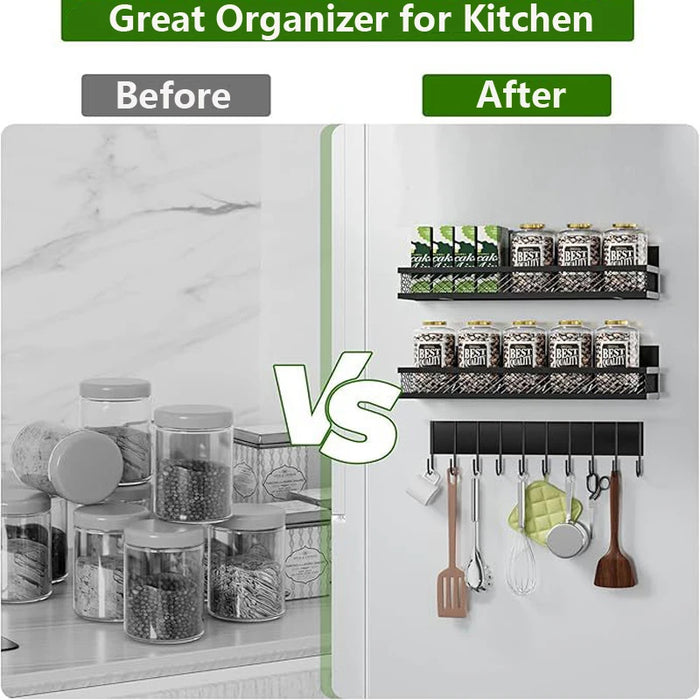 Metal Magnetic Spice Shelf — Fridge & Oven Organiser, DIY Kitchen Rack