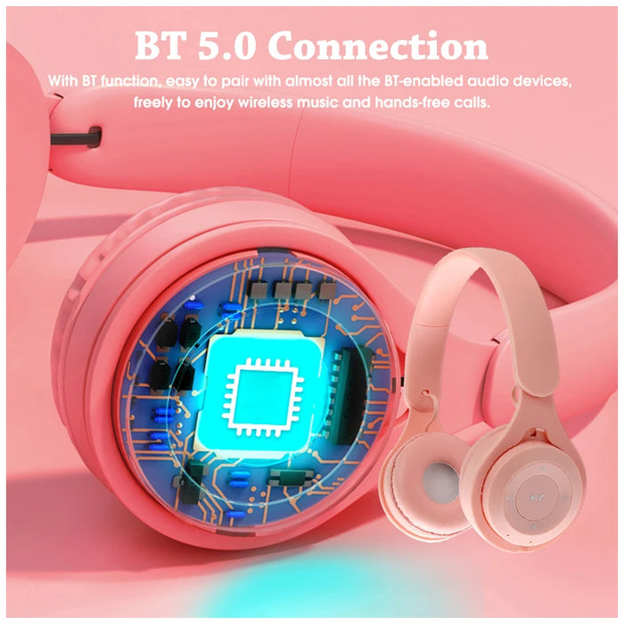 Y08 Macaron Wireless Bluetooth Headphones with Mic — Stereo Headband for Kids & Gaming