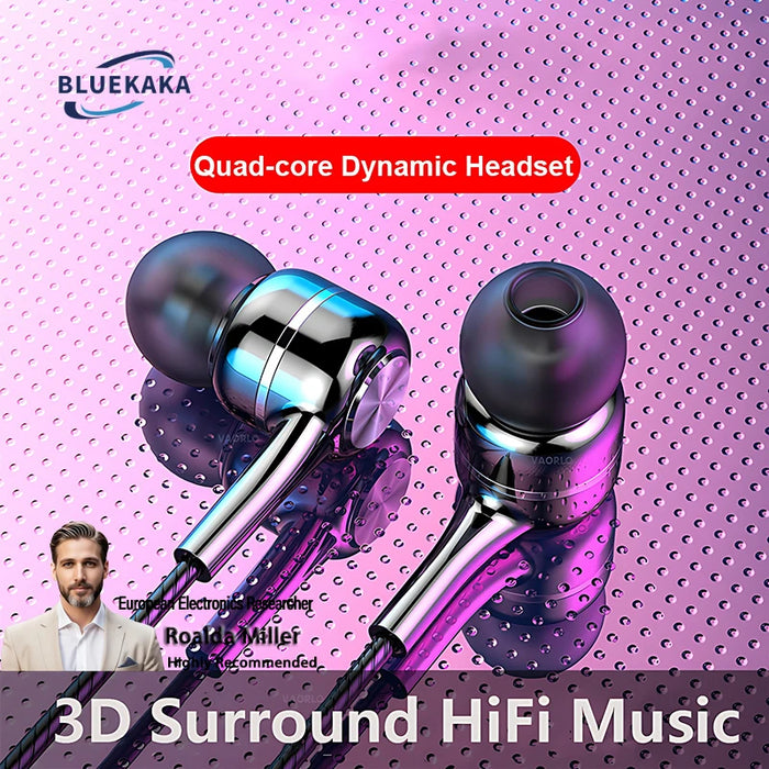 3.5mm Wired In‑Ear Earphones with Microphone — HIFI Bass Stereo