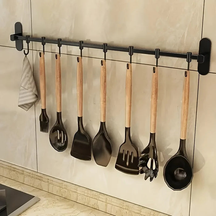Wall-Mounted Kitchen Hook Rack for Pot Lids and Utensils