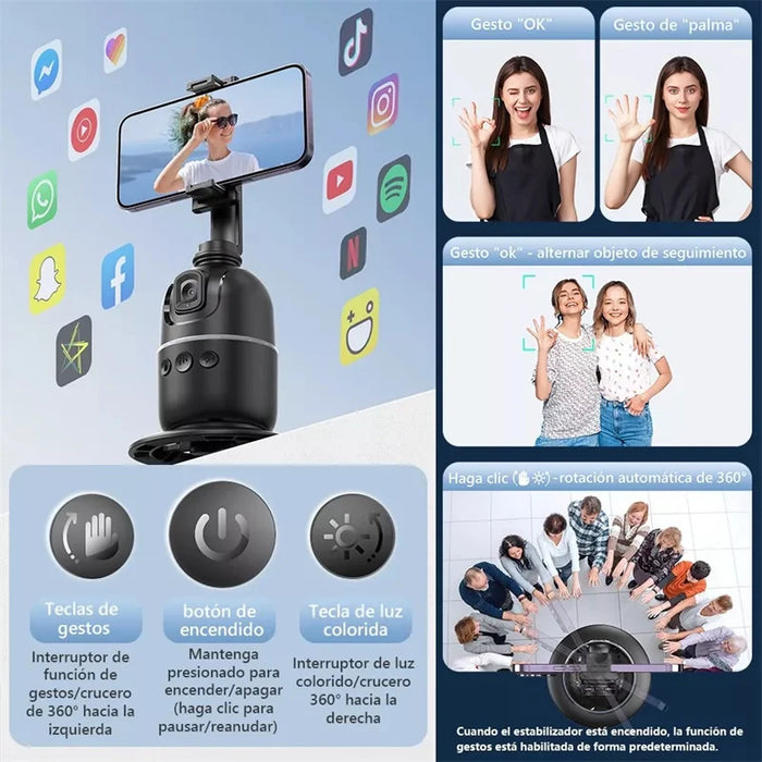P03 AI 360° Face‑Tracking Selfie Gimbal with Light — Universal Smartphone Stabiliser