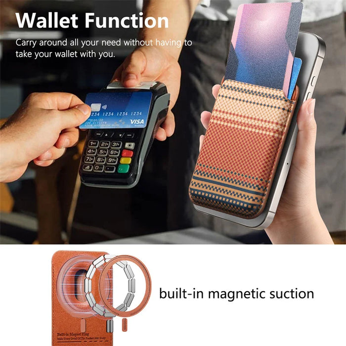 Carbon-fibre Texture MagSafe Wallet Card Holder for iPhone 12–17 (incl. Pro Max)