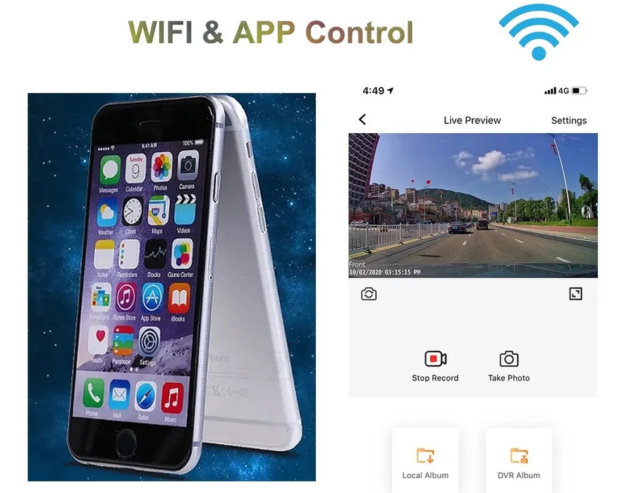 WiFi Car Dash Cam DVR — 4K/2K/1080P, App Control & 24H Parking Monitor