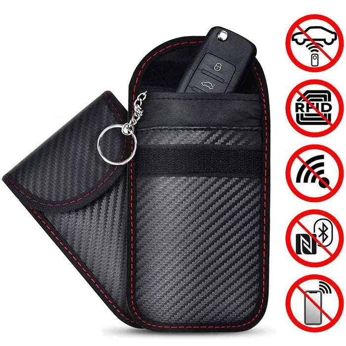 Car Key Signal Blocker Pouch — Faraday RFID Blocking Fob Case (Black)