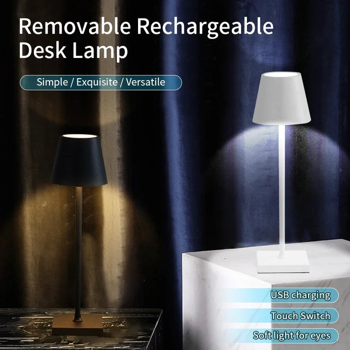LED Desk Lamp - Usb Rechargeable, Waterproof, Wireless Touch for Bar, Restaurant, Hotel Bedroom - Ideal Table Ambiance Lighting Solution for Hospitality Industry
