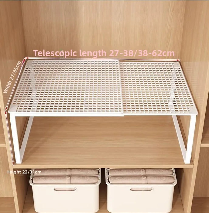 Adjustable Wardrobe Layered Shelves — Retractable Storage Rack for Closet, Cabinet and Shoe Organisation