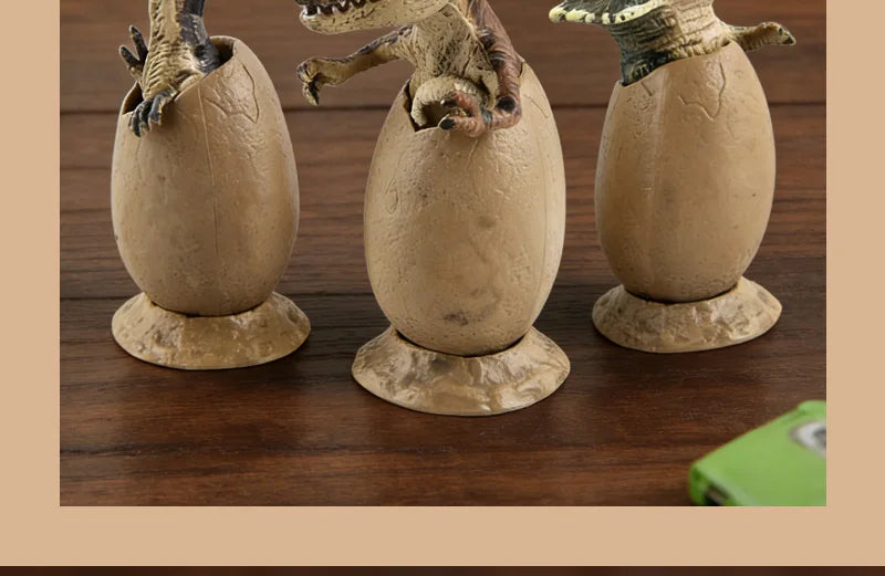 3PCS Hatching Dinosaur Eggs – T‑Rex, Triceratops & Raptor PVC Model Set
