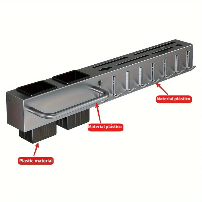 Wall-Mounted Kitchen Knife Rack with Pot Lid & Cutting Board Organiser