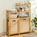 Adjustable Bamboo Laundry Hamper & Bathroom Rack with Pull-Out Shelves