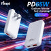 PD 65W Ultra-thin GaN Dual-Port Travel Charger with US/EU/UK/KR Interchangeable Plugs