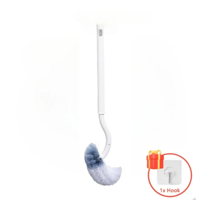 S‑Shaped Wall‑Mounted Toilet Brush, Long Handle, Soft PP Bristles, 39×11cm
