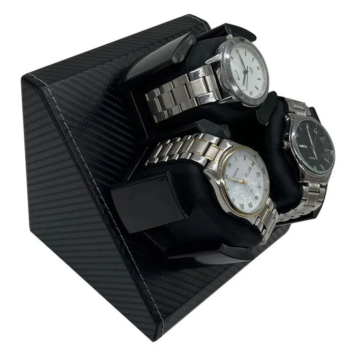 Watch Winder Box for 3 Automatic Watches – PU Leather, USB Powered