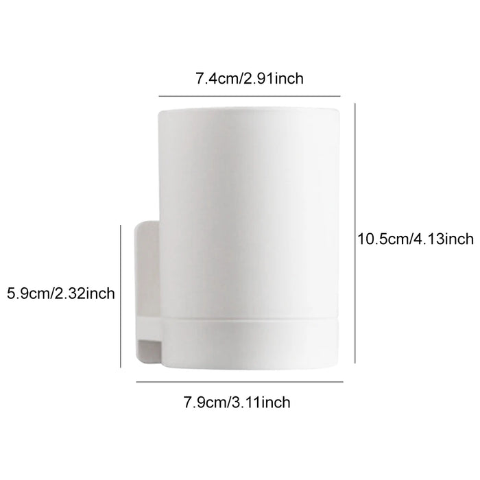 Drill-Free Wall-Mounted Toothbrush & Toothpaste Holder with Removable Cup