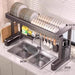 Over‑Sink Dish Drying Rack with Utensil Holder — Stainless Steel, Matt Black