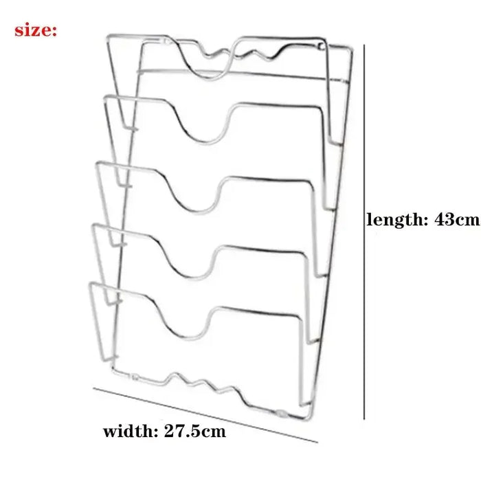 Wall-Mounted Pot Lid Rack — 5-Tier Chrome Pot Lid Holder