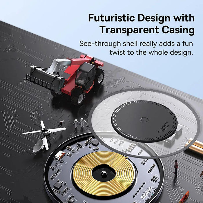 15W Fast Wireless Charging Pad – Transparent Qi Charger for iPhone & Android