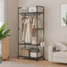 Clothing Storage Rack with Wheels, Hooks & Shelves — Freestanding Metal Organiser