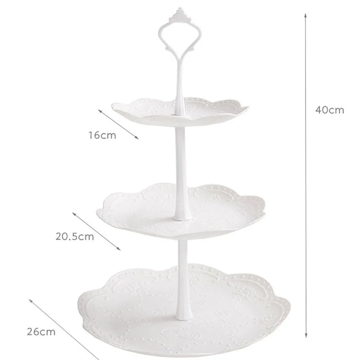 3-Tier White Cupcake & Cake Stand – Plastic Dessert Display Tower