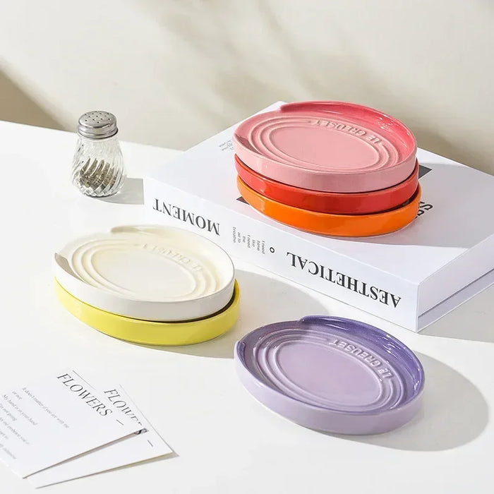 Porcelain Spoon Rest — Large Ceramic Utensil Holder for Hob & Worktop