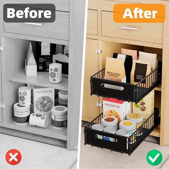Kitchen Pull-Out Cabinet Organiser – Slide-Out Spice & Snack Storage