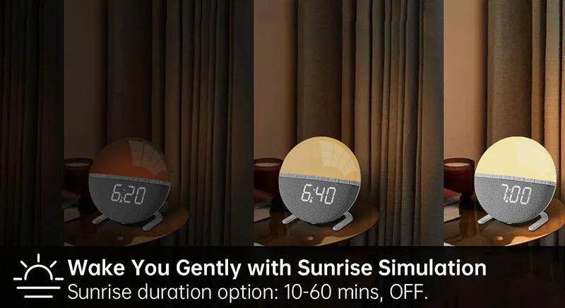 Wake-up Light Sunrise Alarm Clock — Colour Mood Lamp with Natural Sounds