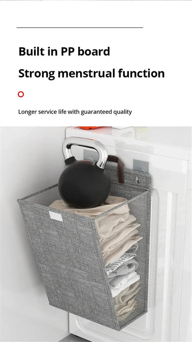 Foldable Adhesive Wall Laundry Hamper – Punch-Free Mesh Basket