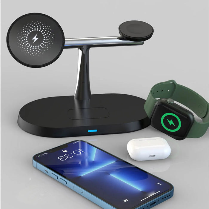 30W 3-in-1 Magnetic Wireless Charger Stand — Fast Charge for iPhone 12–17, Apple Watch (Series 2–8 & SE) & AirPods