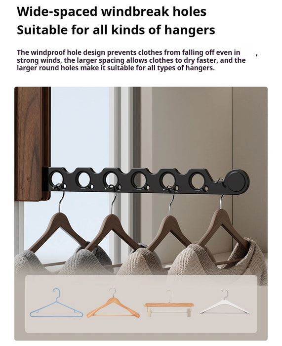 Wood Wall-Mounted Clothes Hanger — Foldable, Space-Saving Drying Rack