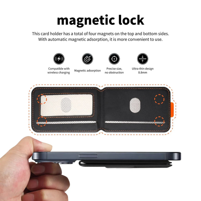 MagSafe Magnetic Card Holder in Artificial Leather for iPhone 13–17