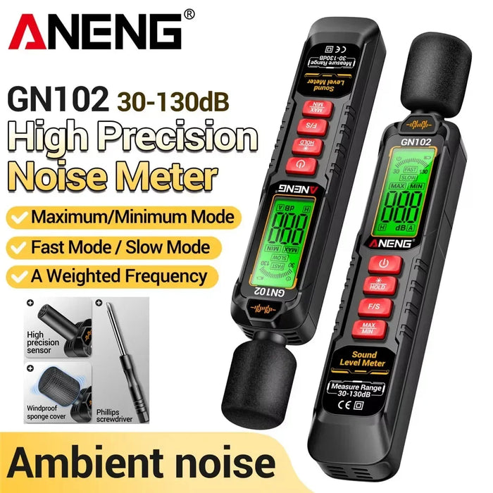 GN102 Sound Level Meter 30–130 dB — Portable Digital Decibel Meter