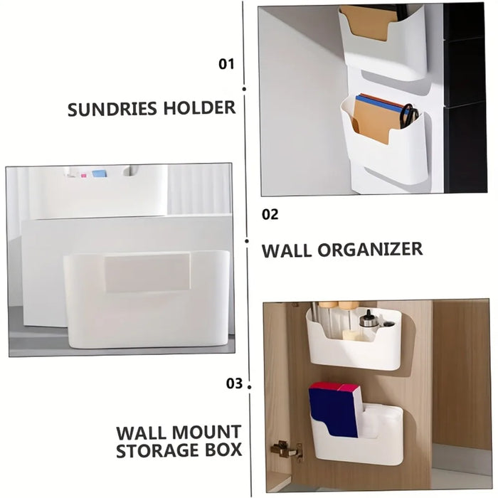 Punch-Free Wall-Mounted Plastic Storage Bin – Single Cabinet Door Organiser (S or L)